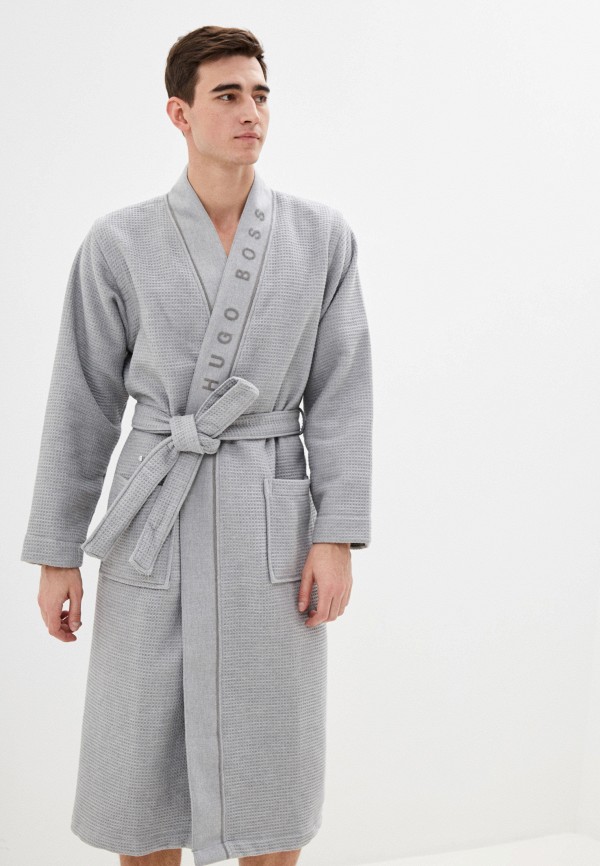 

Халат домашний Boss, Серый, Waffle Kimono