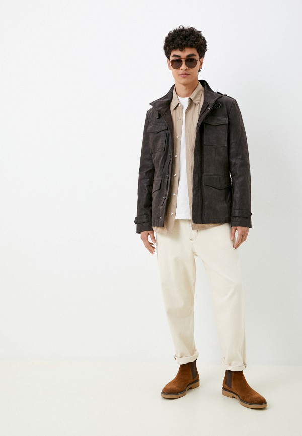 Куртка кожаная Urban Fashion for Men коричневый, размер 54, фото 2