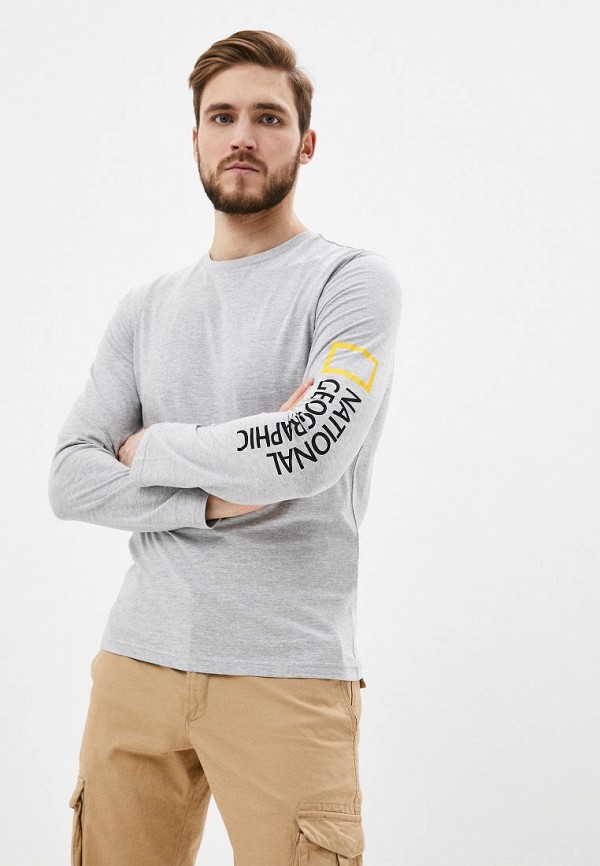

Лонгслив National Geographic, Серый, Long sleeve with sleeve print