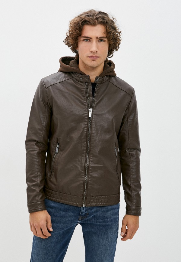 Куртка кожаная Colin&#039;s коричневого цвета