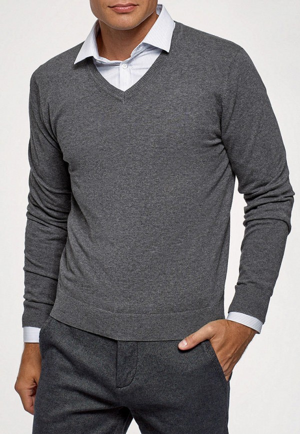 Пуловер oodji серого цвета