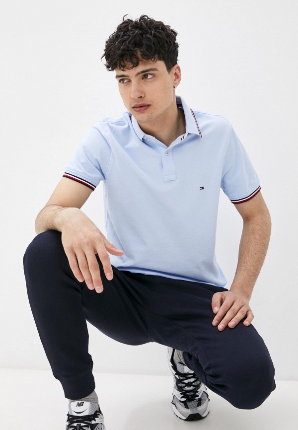 

Поло Tommy Hilfiger, Голубой, TOMMY TIPPED SLIM POLO