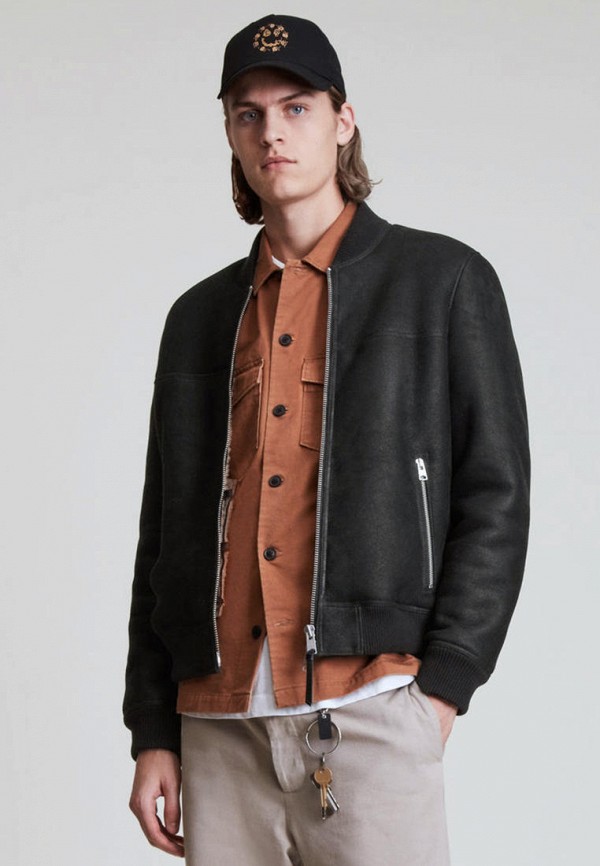 

Куртка кожаная AllSaints, Черный, SHINDO SHEARLING BOM