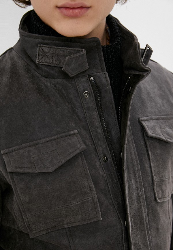 Куртка кожаная Urban Fashion for Men цвет коричневый  Фото 5