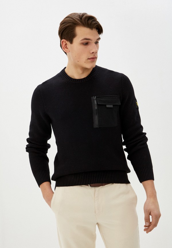 

Джемпер Lyle & Scott, Черный, Rib Knit Jumper with Woven Pocket