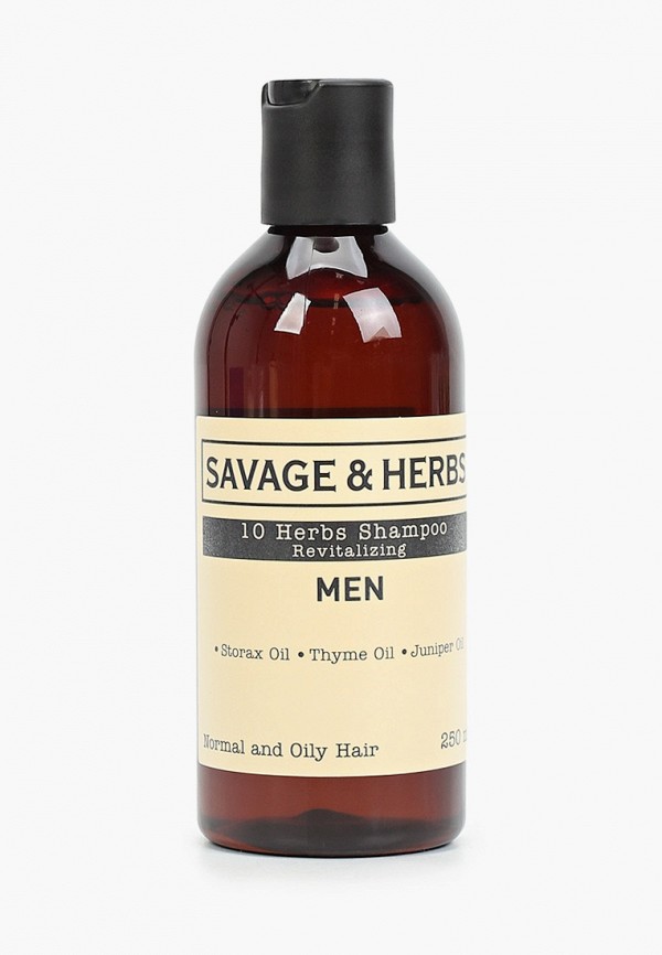 

Шампунь Savage&Herbs, Прозрачный, восстанавливающий, мужской, с 10 травами, 250 ml