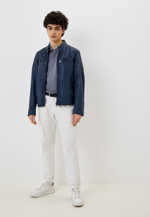 Куртка кожаная Urban Fashion for Men синий, размер 54, фото 2