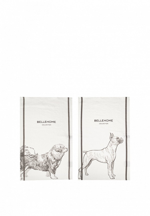 

Набор полотенец кухонных Bellehome, Бежевый, Dog breeds (set 3) 40х70 2 шт. хлопок/лен