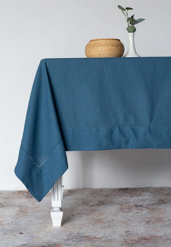 

Скатерть Bellehome, Синий, Petrol blue однотонная 150х240 хлопок/лен