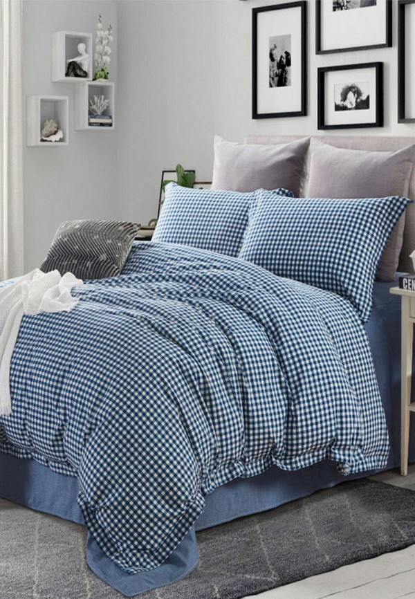 

Постельное белье Евро Bellehome, Синий, Токио