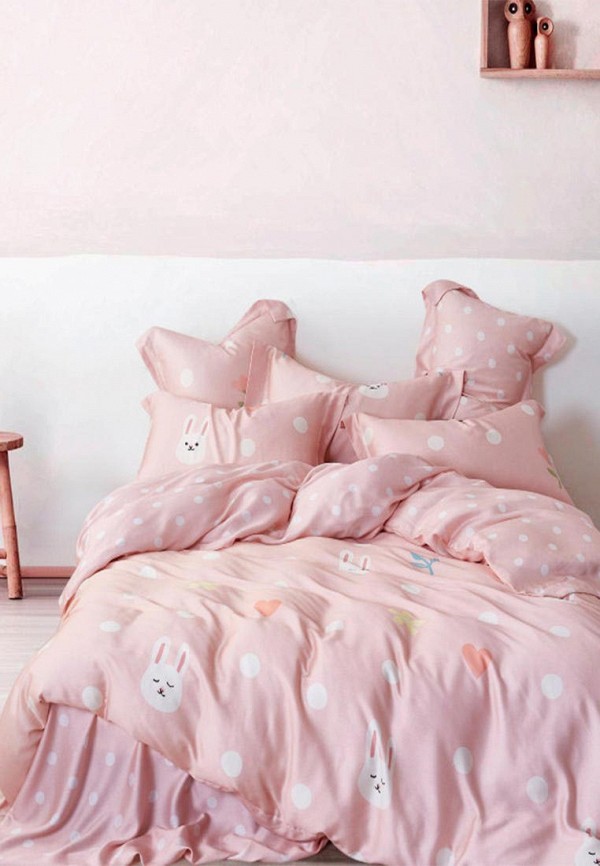 

Постельное белье Евро Bellehome, Розовый, Зайки-милашки