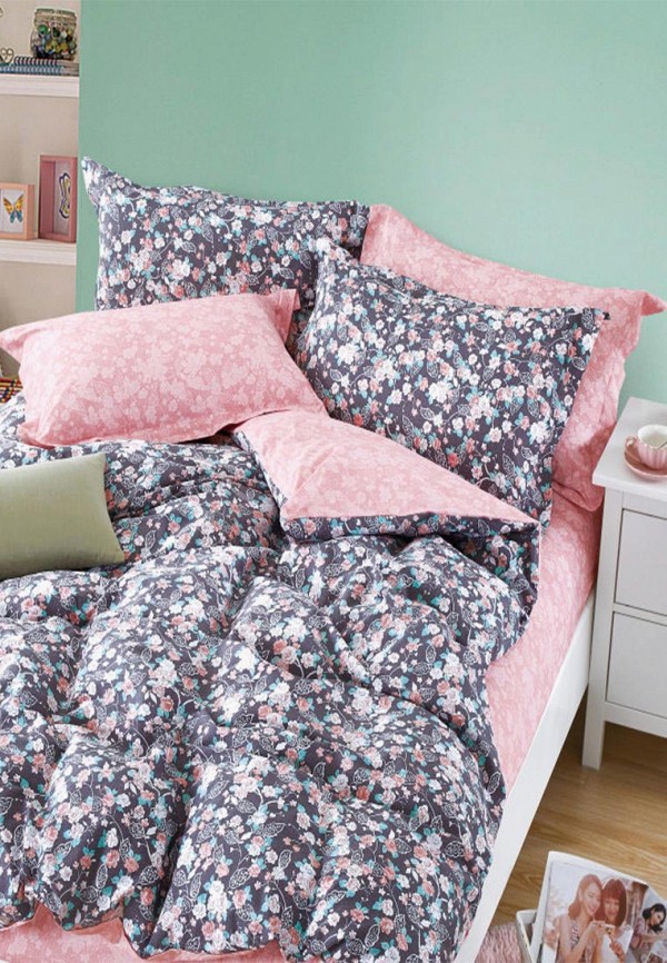 

Постельное белье Евро Bellehome, Серый, Цветчная долина