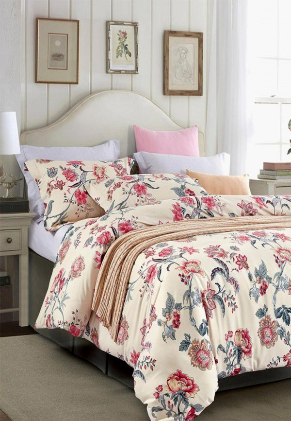 

Постельное белье Евро Bellehome, Бежевый, Цветок граната