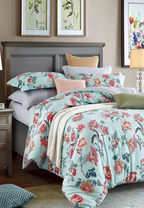 

Постельное белье Евро Bellehome, Голубой, Небесные цветы
