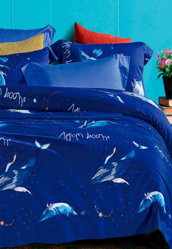 

Постельное белье Евро Bellehome, Синий, Созвездие Кита