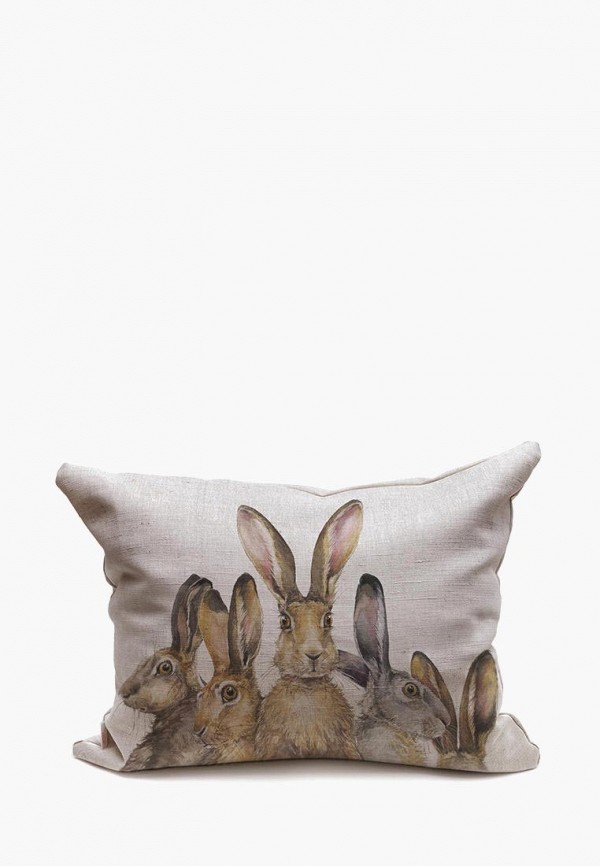 

Подушка декоративная Счастье в мелочах, Серый, Зайцы выглядывают