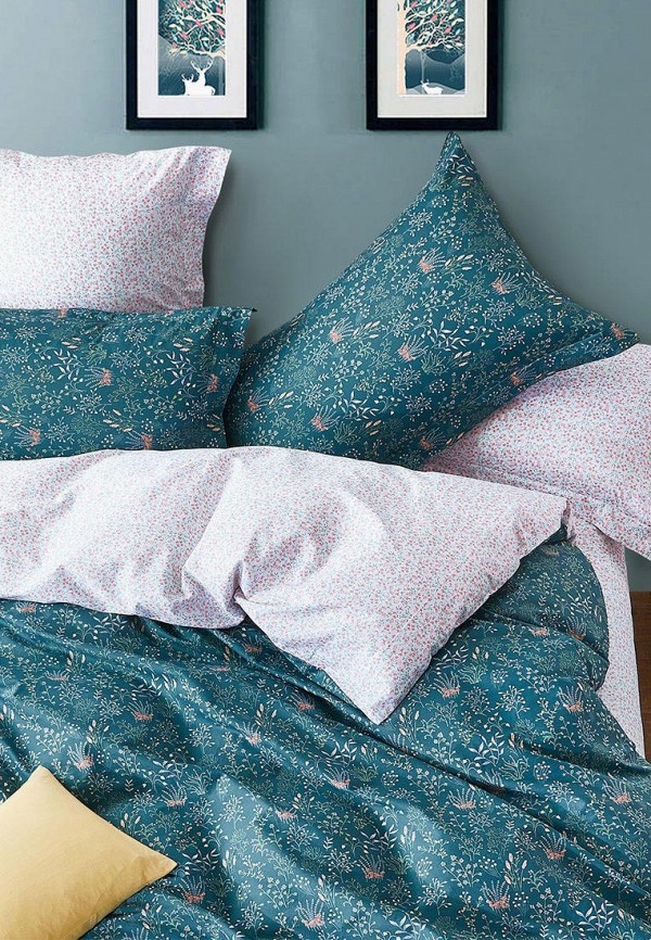 

Постельное белье Евро Bellehome, Бирюзовый, Созвездие цветов
