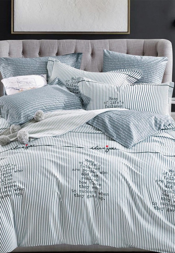 

Постельное белье Евро Bellehome, Серый, Лав стори