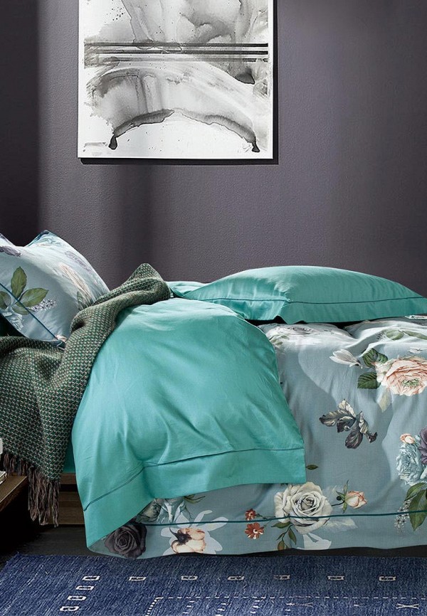 

Постельное белье Евро Bellehome, Зеленый, Изумрудная роза