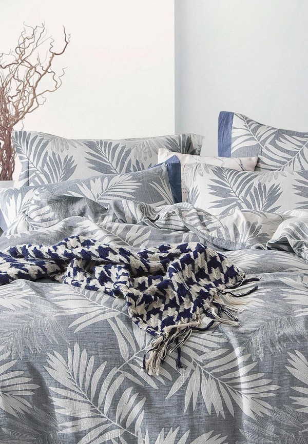 

Постельное белье Евро Bellehome, Голубой, Папоротник