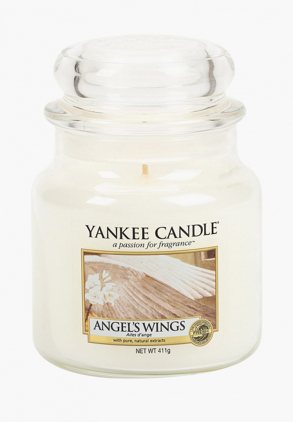 

Свеча ароматическая Yankee Candle, Белый, средняя в стеклянной банке Крылья ангела Angel Wings 411 гр / 65-90 часов