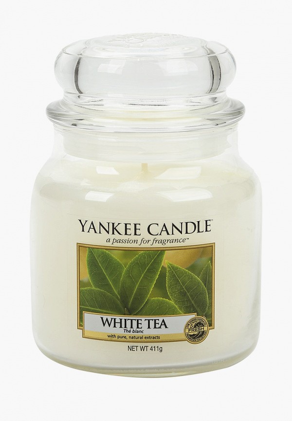 

Свеча ароматическая Yankee Candle, Белый, средняя в стеклянной банке Белый чай WhiteTea 411 гр / 65-90 часов