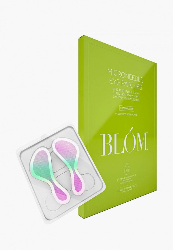 

Патчи для глаз Blom, Разноцветный, Микроигольные с янтарной кислотой от синяков под глазами, 1 пара