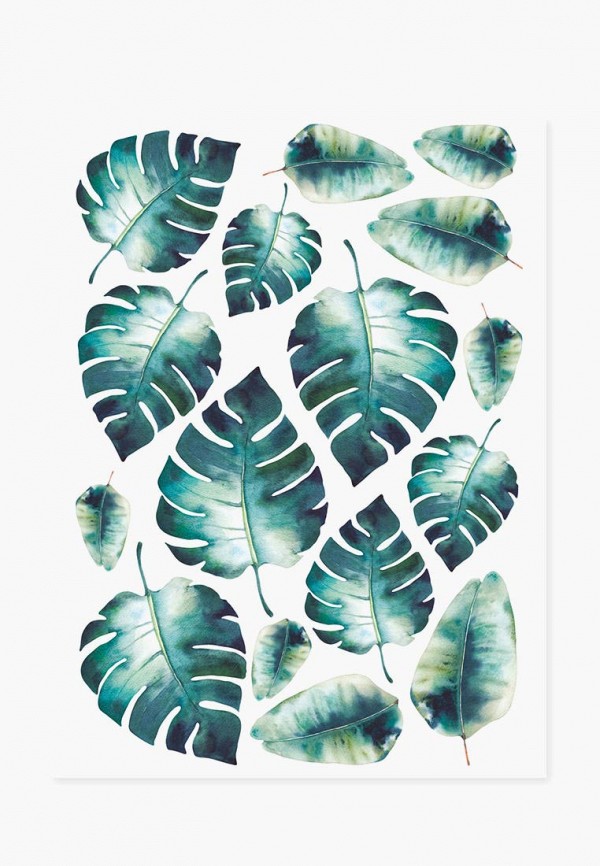 

Наклейка декоративная Decoretto, Синий, Акварельные листья