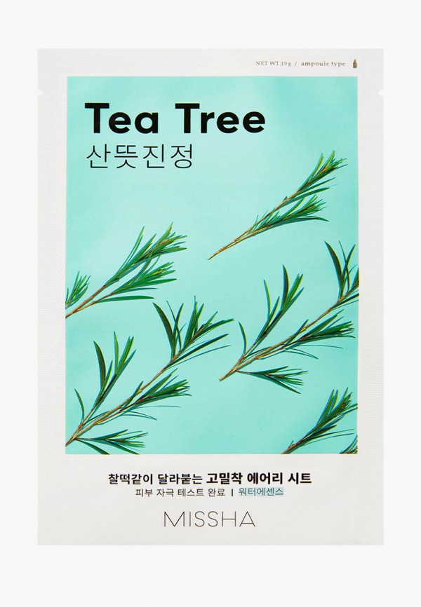 

Маска для лица Missha, Зеленый, Тканевая маска с экстрактом чайного дерева Airy Fit Sheet Mask (Tea Tree), 19 г
