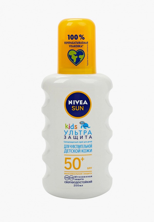 

Спрей солнцезащитный Nivea, Белый, детский "Ультразащита" для чувствительной кожи SPF 50+, сверхводостойкий, 200 мл.