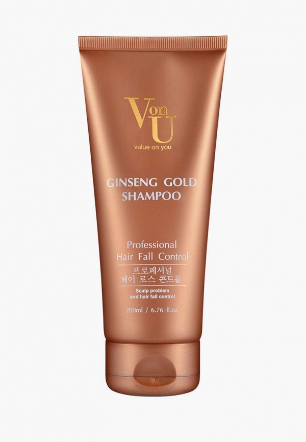 Шампунь Von U корейский / Против выпадения волос / Для борьбы с перхотью / Ginseng Gold Shampoo 200 мл