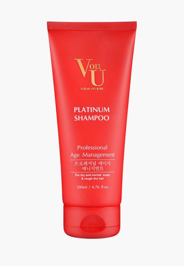 Шампунь Von U корейский / Для сухой кожи головы и поврежденных волос / Platinum Shampoo 200 мл