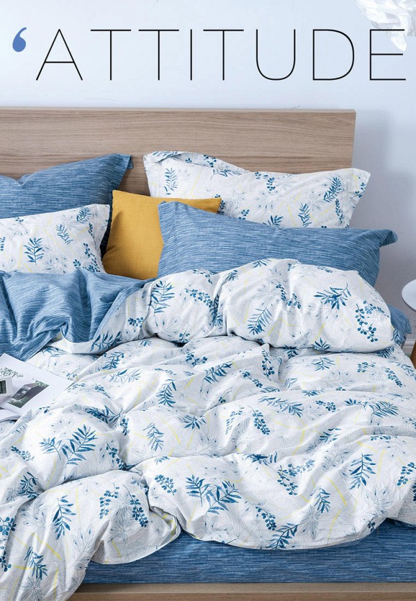 

Постельное белье Евро Bellehome, Белый, Индиго