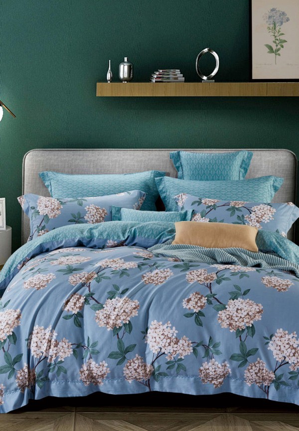

Постельное белье Евро Bellehome, Голубой, Вербена