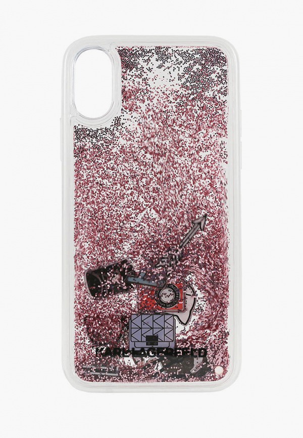 

Чехол для iPhone Karl Lagerfeld, Розовый, Liquid glitter Iconic patterns Hard
