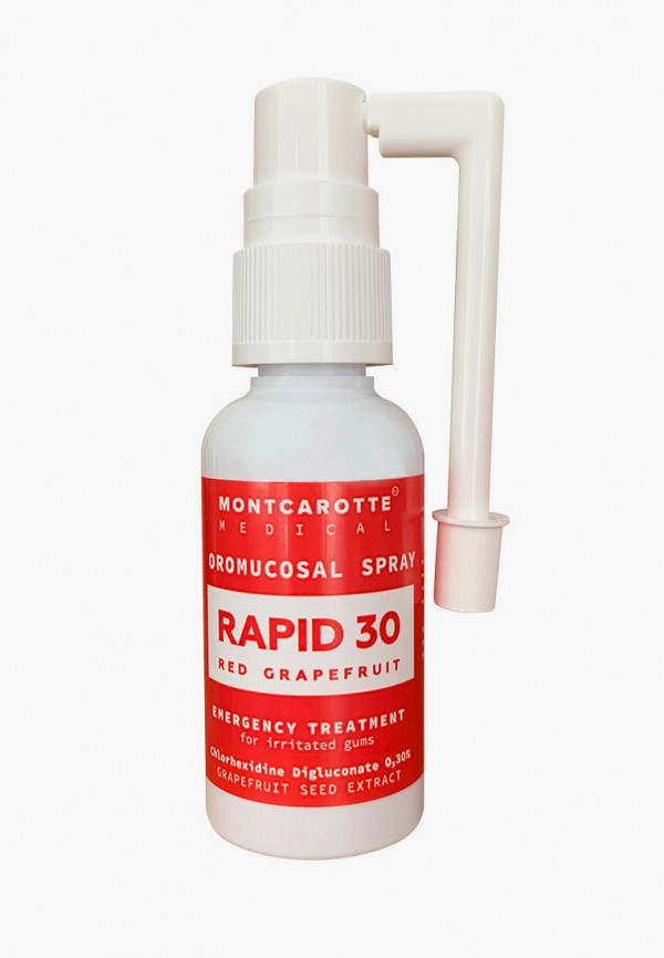 

Спрей Montcarotte, Белый, для полости рта RAPID 30 с экстрактом семян красного грейпфрута, 0,3% CHLX, 30 мл
