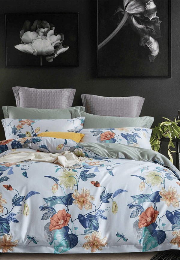 

Постельное белье Евро Bellehome, Голубой, Мэй