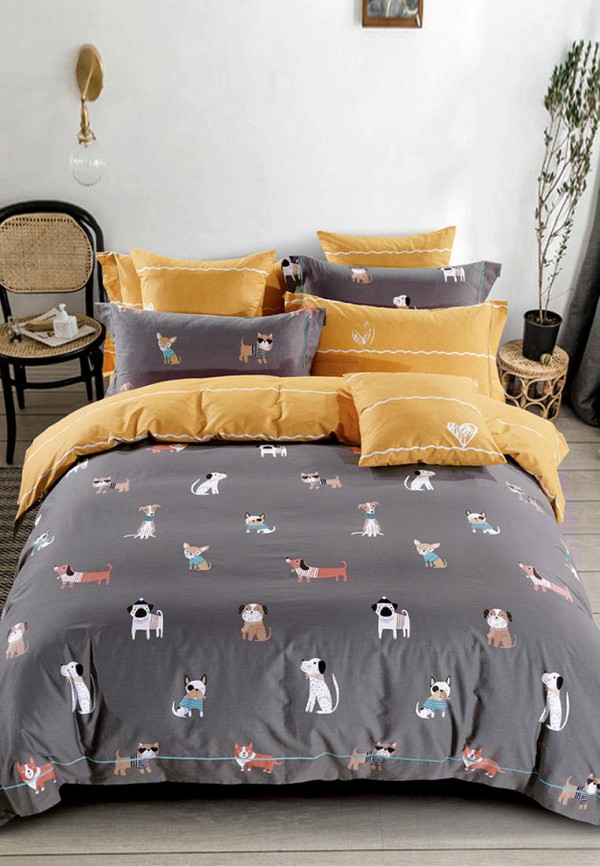 

Постельное белье 1,5-спальное Bellehome, Серый, Pretty dogs