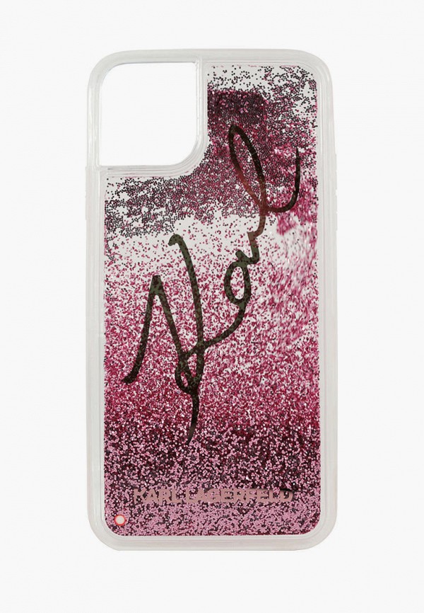 

Чехол для iPhone Karl Lagerfeld, Розовый, 11 Pro Max, Liquid glitter Karl signature Hard Transp/Rose gold