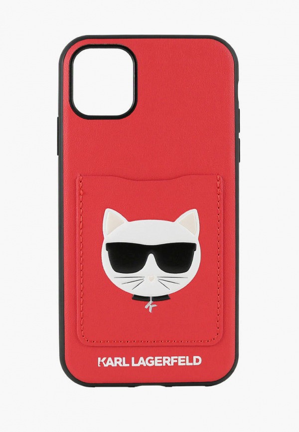 Чехол для iPhone Karl Lagerfeld 11, PU Leather with cardslot Choupette's Head Hard Red чехол mypads красный чертик на облаке для motorola defy 2021 задняя панель накладка бампер