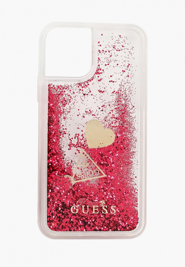 

Чехол для iPhone Guess, Прозрачный, 11 Pro, Liquid Glitter Hard Hearts Raspberry