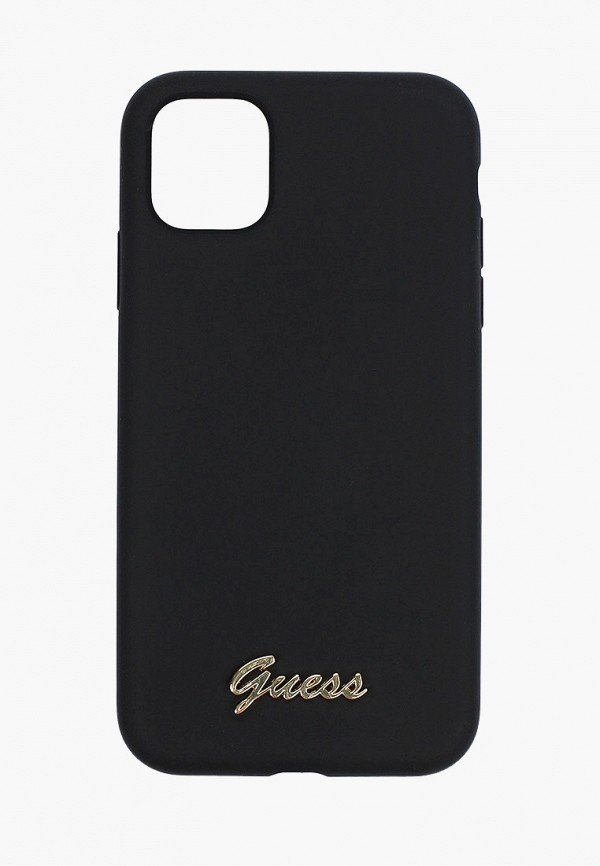 

Чехол для iPhone Guess, Черный, 11, Silicone collection Gold metal logo Hard Black