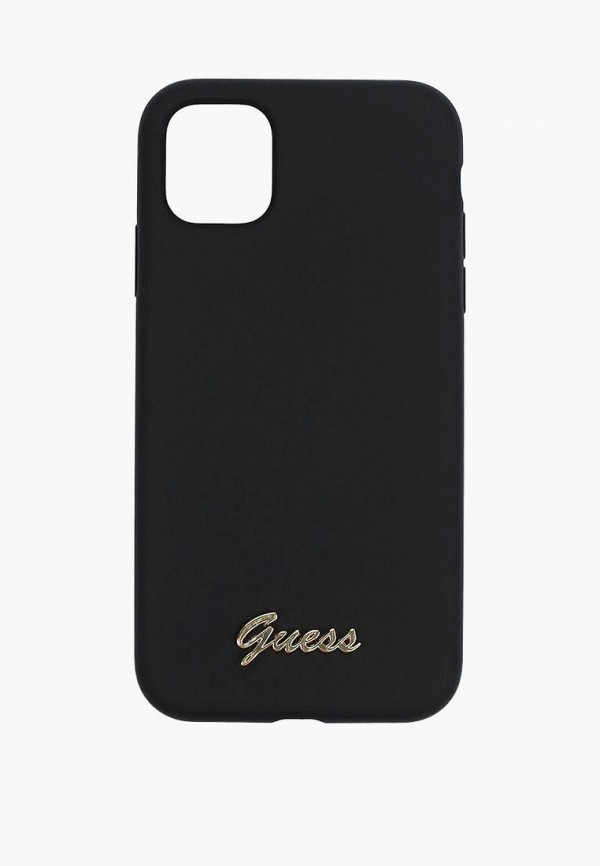 

Чехол для iPhone Guess, Черный, 11, Silicone collection Gold metal logo Hard Black