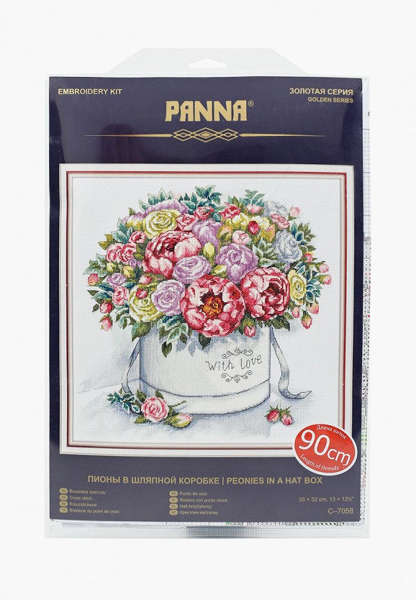 

Набор для вышивания Panna, Разноцветный, "Пионы в шляпной коробке"