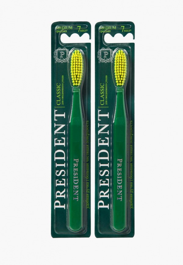 

Комплект зубных щеток President, Белый, Classic 7 мил (2 штуки в наборе)