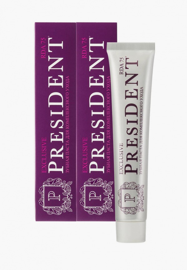 

Комплект зубных паст President, Белый, Exclusive (75 RDA) 75 мл (2 штуки в наборе)