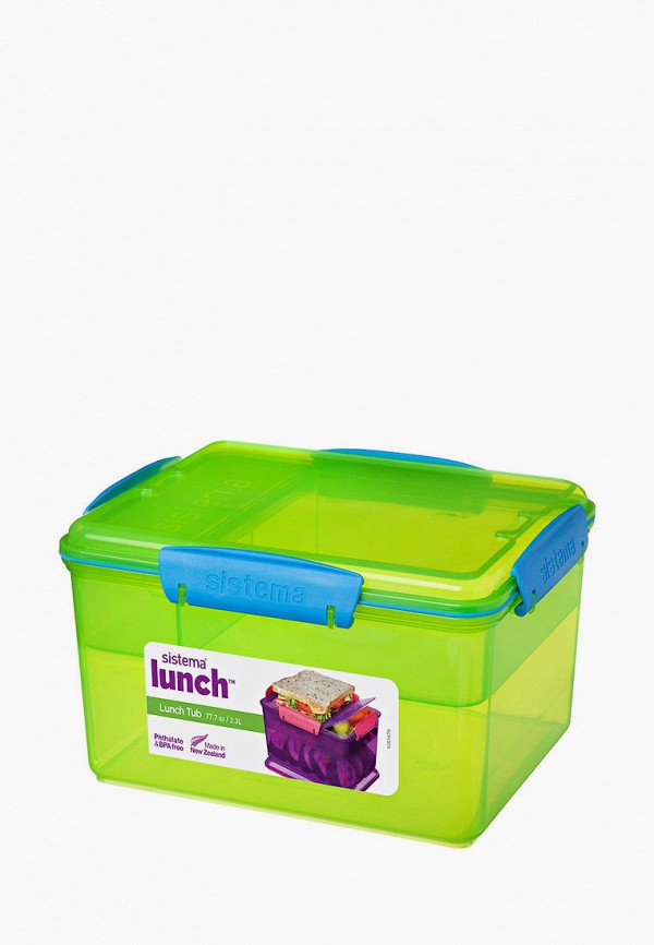 

Ланчбокс Sistema, Зеленый, двухуровневый с разделителями Lunch, 2,3 л