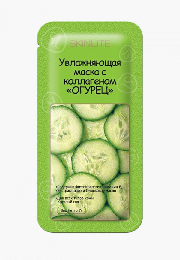 

Маска для лица Skinlite, Белый, Увлажняющая с коллагеном «ОГУРЕЦ», 10 мл