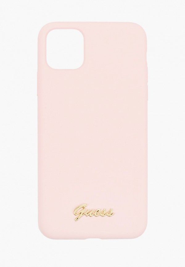 

Чехол для iPhone Guess, Розовый, 11 Pro Max, Silicone collection Gold metal logo Pink
