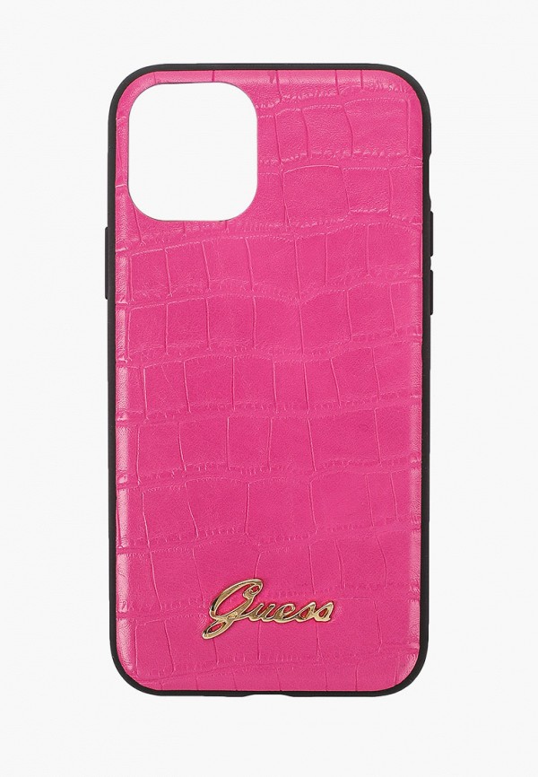 

Чехол для iPhone Guess, Розовый, 11 Pro, Animal Croco with metal logo PU Pink